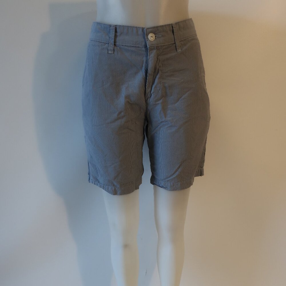 Mens Sku Gray- Blue Pinstripe Contrast Flat Front Shorts 30
